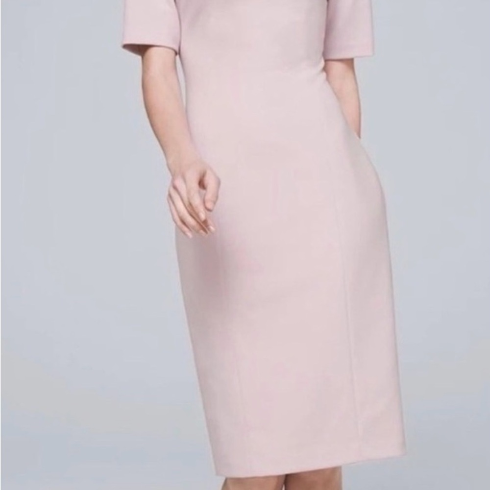 Elegant NWT White House Black Market Satin Sheath Dress Vback Sz 8 Rose